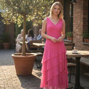 Jade by Jasmine Pastel Rouched Tiered Special Occaision Dress Sz 10